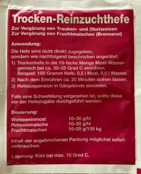 Trockenreinzuchthefe GWS111 20gr. für 200 Ltr. Apfelwein, Weißwein & Sekt